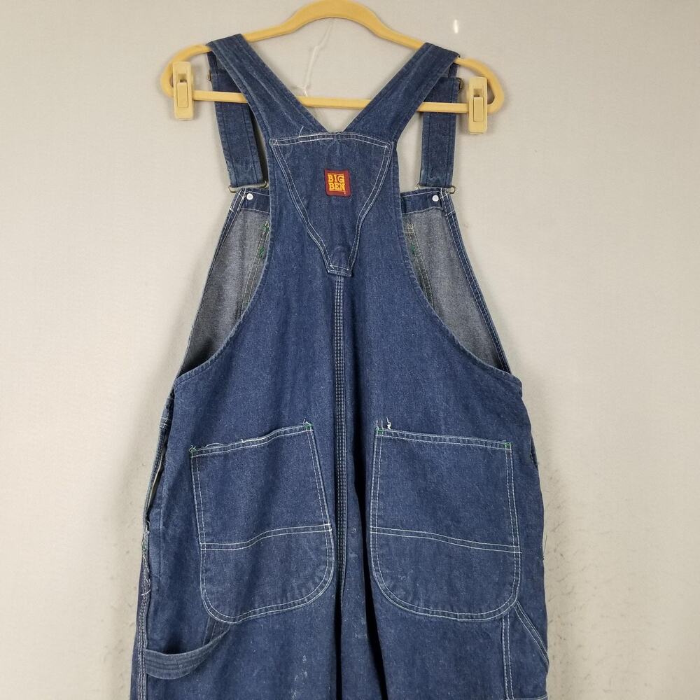 Vintage Big Ben Bib Overalls Mens 42x30 Blue Denim Workwear Made USA 90s - Picture 8 of 9